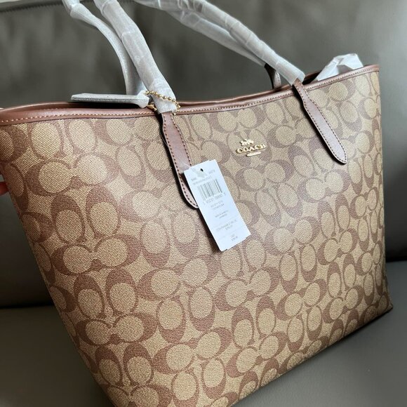 NWT coach city tote Coach Brown Signature Tote Bag - Picture 3 of 9